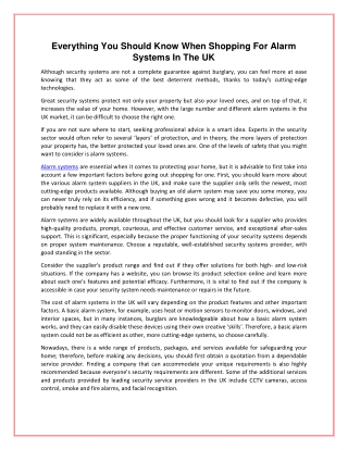 Everything You Should Know When Shopping For Alarm Systems In The UK