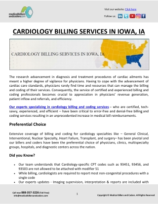 CARDIOLOGY BILLING SERVICES IN IOWA, IA
