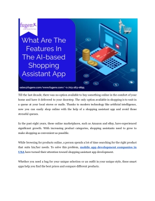 What Are The Features in the AI-based Shopping Assistant App