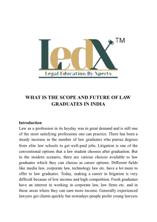 WHAT IS THE SCOPE AND FUTURE OF LAW GRADUATES IN INDIA