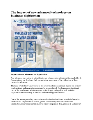 The impact of new advanced technology on business digitization