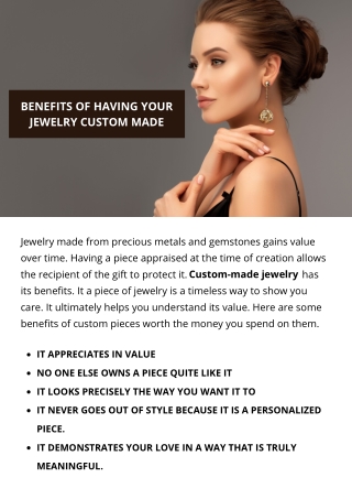 BENEFITS OF HAVING YOUR JEWELRY CUSTOM MADE