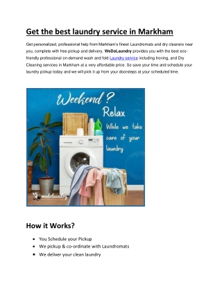 WeDoLaundry provides best laundry service in Markham