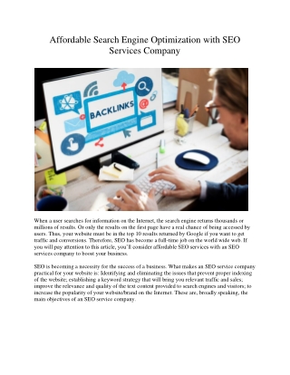 Affordable Search Engine Optimization with SEO Services Company