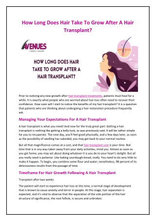 How Long Does Hair Take to Grow After a Hair Transplant?