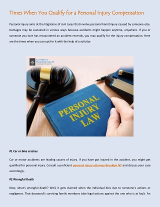 Times When You Qualify for a Personal Injury Compensation