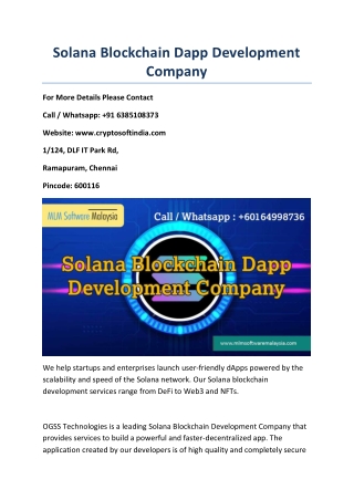 Solana Blockchain Dapp Development Company