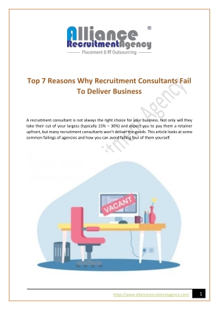 Top 7 Reasons Why Recruitment Consultants Fail to Deliver Business