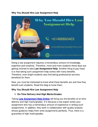 Why You Should Hire Law Assignment Help
