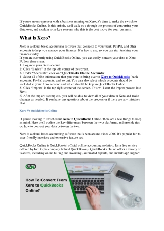 How To Convert From Xero to QuickBooks Online?