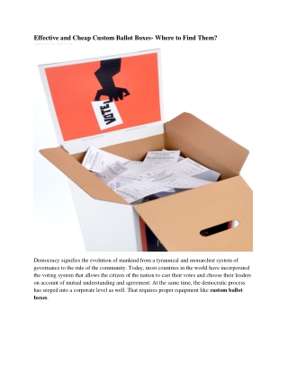 Effective and Cheap Custom Ballot Boxes