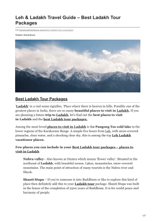 Leh and Ladakh Travel Guide - Best Ladakh Tour Packages