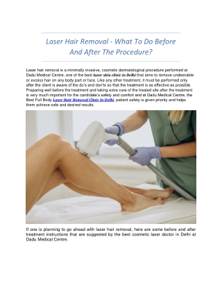 Laser Hair Removal - What To Do Before And After The Procedure?