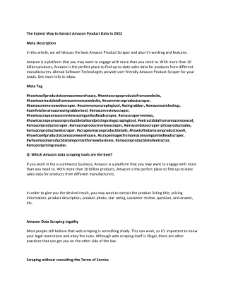 The Easiest Way to Extract Amazon Product Data In 2022