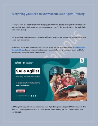 Everything you Need to Know about SAFe Agilist Training