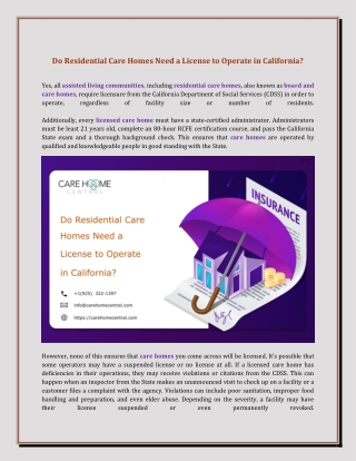 Do Residential Care Homes Need a License to Operate in California