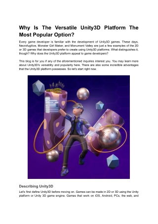 Why Is The Versatile Unity3D Platform The Most Popular Option_