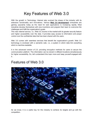 Features of Web 3.0