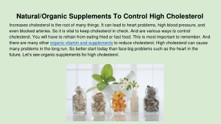 Natural_Organic Supplements To Control High Cholesterol