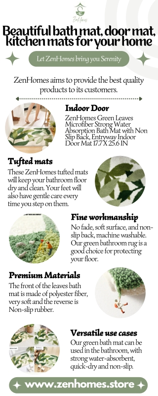 Beautiful bath mat, door mat, kitchen mats for your home - ZenHomes Serenity