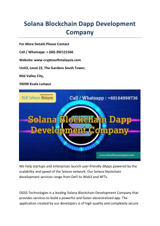 Solana Blockchain Dapp Development Company