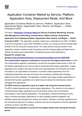 Application Container Market by Service, Platform, Application Area, and More