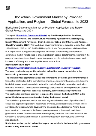 Blockchain Government Market by Provider, Application, and Region — Global 2023
