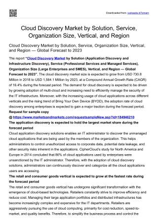 Cloud Discovery Market by Solution, Service, Organization Size, Vertical & More
