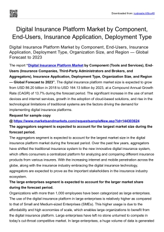 Digital Insurance Platform Market by Component, End-Users, Insurance Application