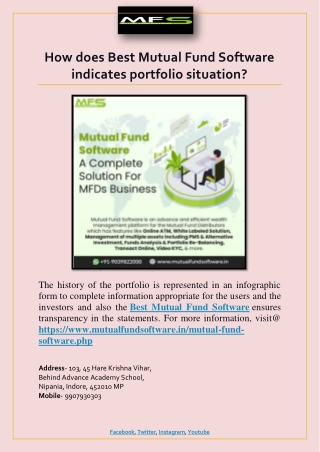 How does Best Mutual Fund Software indicates portfolio situation