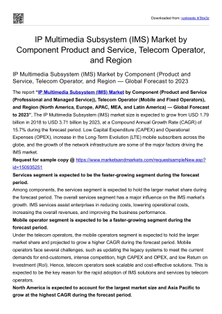 IP Multimedia Subsystem (IMS) Market by Component (Product and Service, Telecom