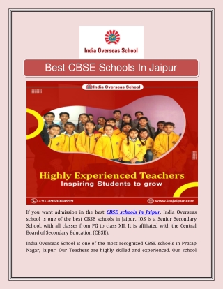 best CBSE schools in Jaipur