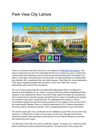 Park View City Lahore