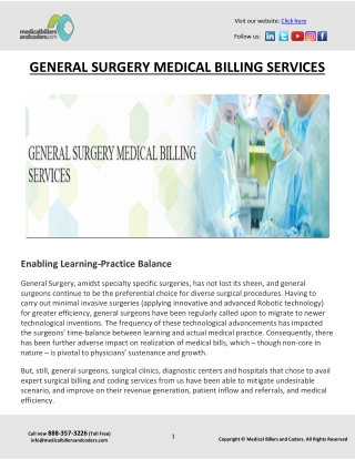 GENERAL SURGERY MEDICAL BILLING SERVICES