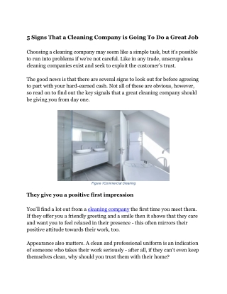 5 Signs That a Cleaning Company is Going To Do a Great Job