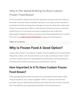 Why The World Shifting To More Custom Frozen Food Boxes