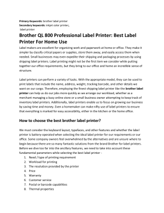 Brother QL 800 Professional Label Printer Best Label Printer For Home Use
