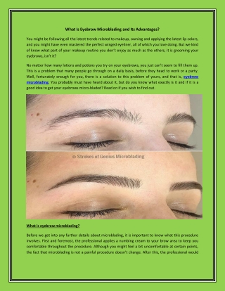 What Is Eyebrow Microblading and Its Advantages