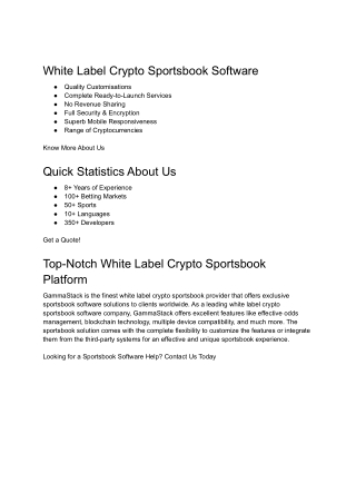 White Label Crypto Sportsbook Software