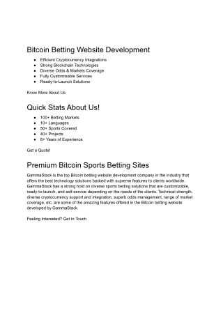 Bitcoin Betting Website Development