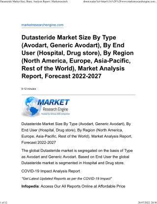 Dutasteride Market