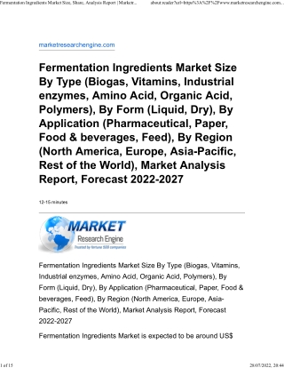 Fermentation Ingredients Market