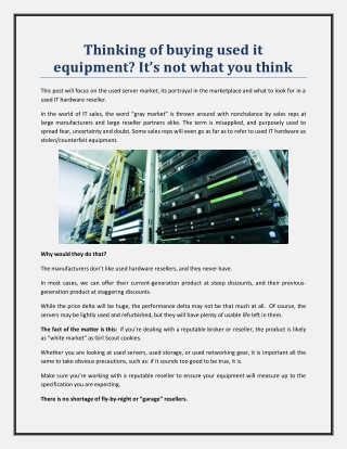 Thinking of Buying used it Equipment