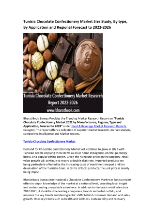 Tunisia Chocolate Confectionery Market Research Report 2022-2026