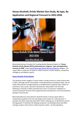 Kenya Alcoholic Drinks Market Research Report 2022-2026