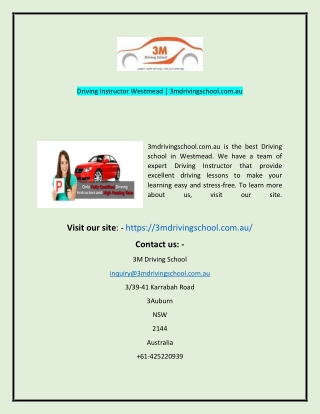 Driving Instructor Westmead  3mdrivingschoolcomau