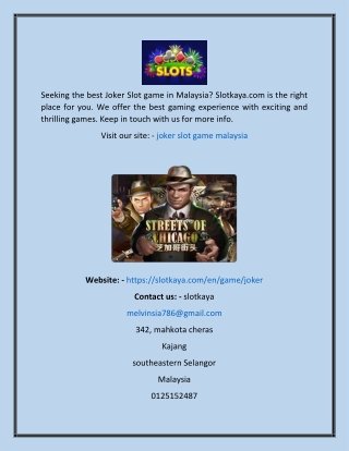 Joker Slot Game Malaysia  Slotkaya.com