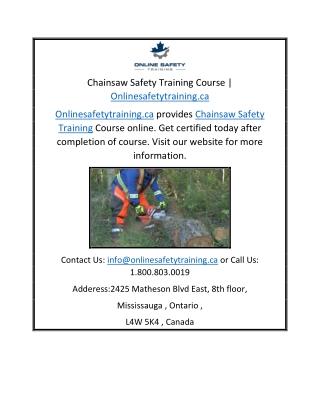 Chainsaw Safety Training Course | Onlinesafetytraining.ca