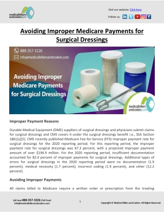 Avoiding Improper Medicare Payments for Surgical Dressings