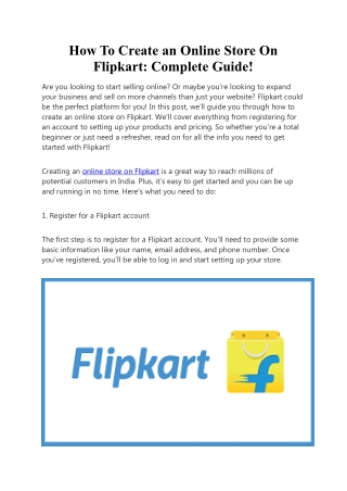 How To Create an Online Store On Flipkart Complete Guide!